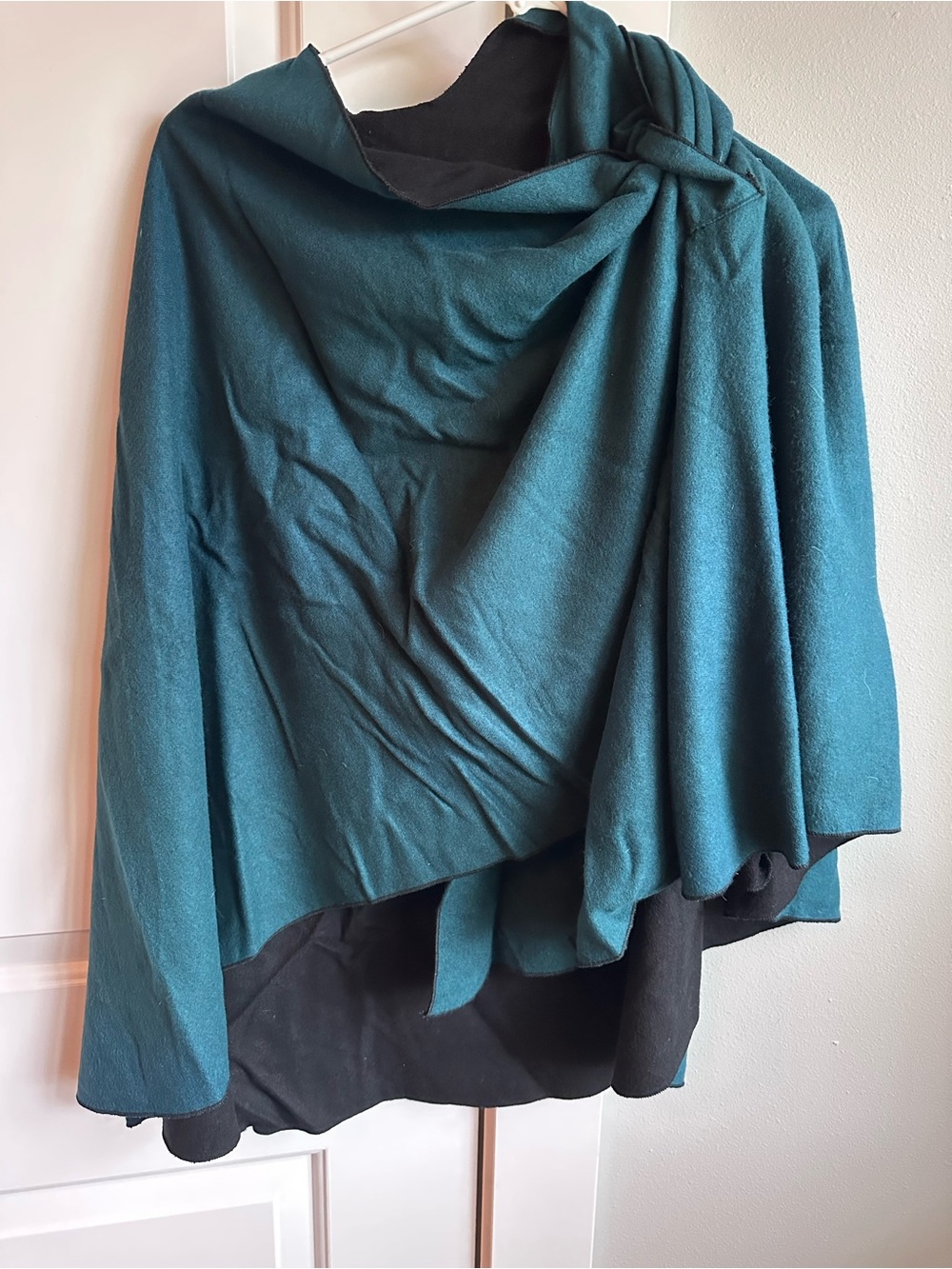 Black/Teal Draped Women's Shawl - Elegant Wrap Style